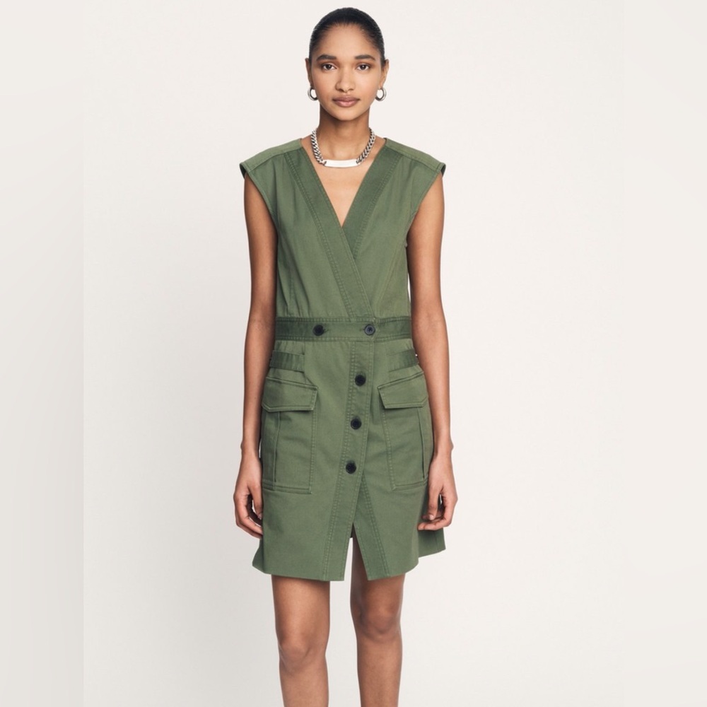 10 Crosby Derek Lam Olive Green Utility Dress